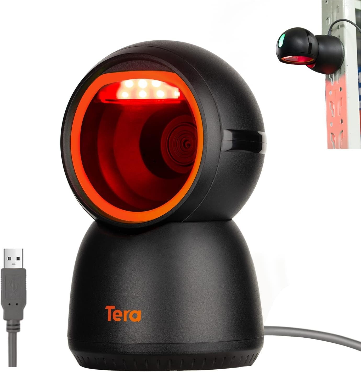 Tera 2D QR Omnidirectional Barcode Scanner Hands Free Platform Bar Code Reader