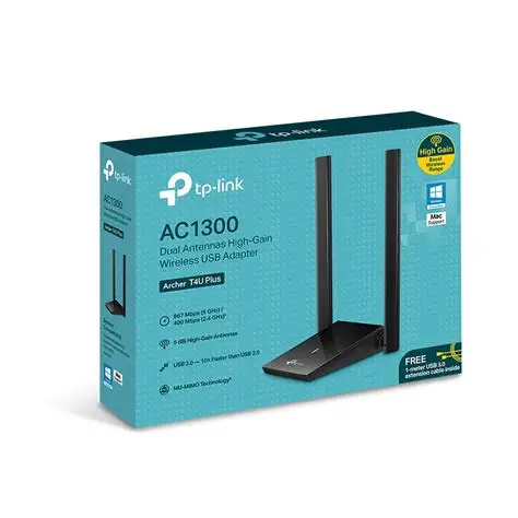 TP Link AC1300 Dual Antennas High-gain Wireless USB Adapter
