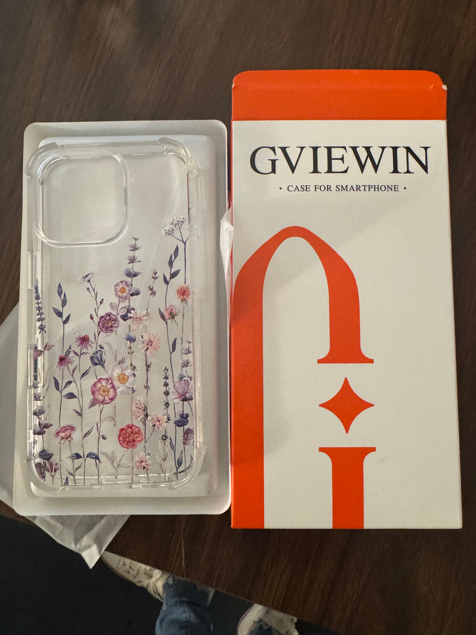 GVIEWIN Clear Floral Smartphone Case